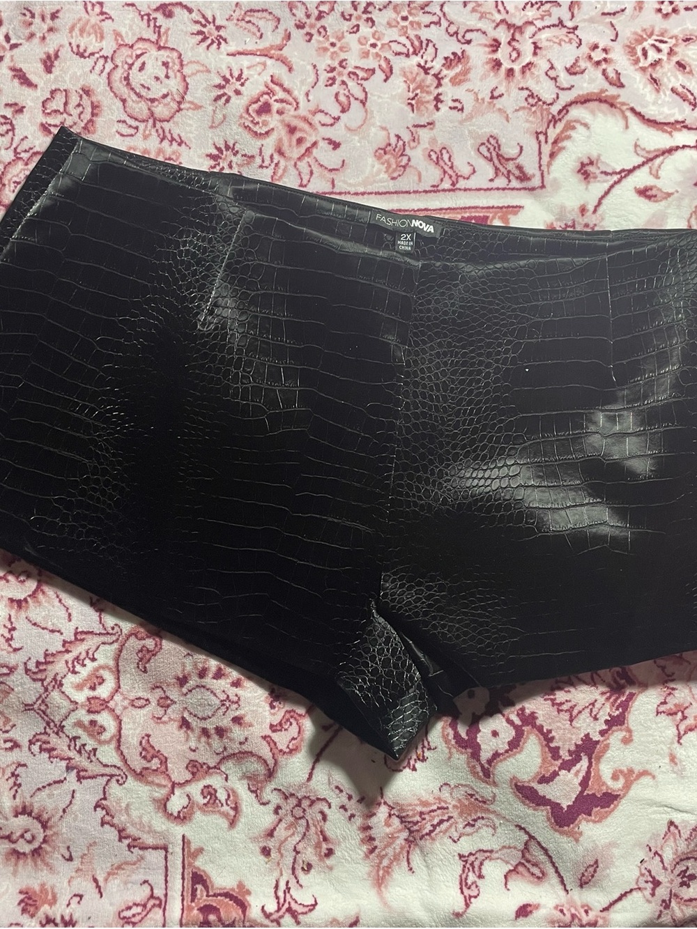 Fashion Nova Black Faux embossed snake High-Waist Women's Shorts